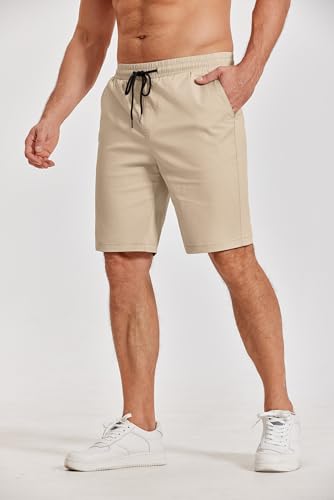 Image of COOFANDY Mens Casual Shorts Cotton Elastic Waist Drawstring Shorts Lightweight Summer Beach Shorts
