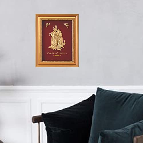 Image of Pk & Pk Jewellers 24Kt Gold Plated Radha Krishna Golden Frame Showpiece for Home Decor,Decorative Items for Room Decoration Items for House,Decorative Showpieces (Radha Krishna)