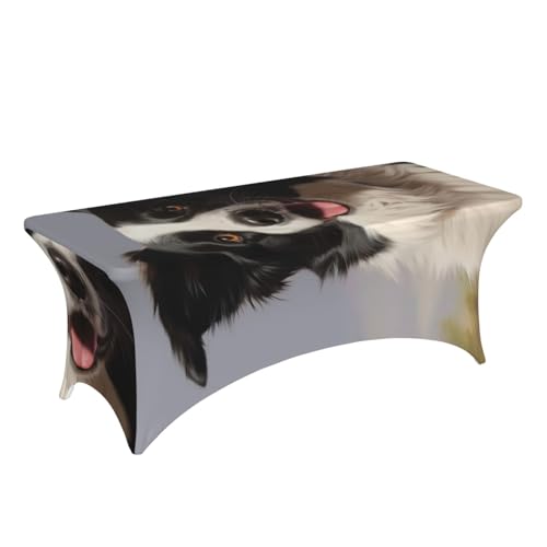 Nappe Border Collie ajustée pour protéger et décorer une table 1,8m