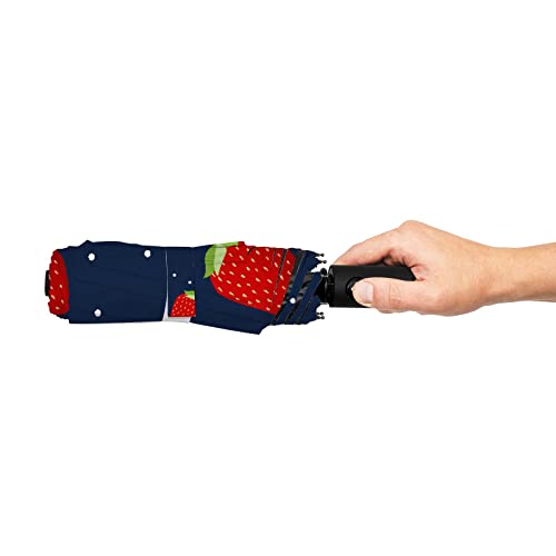 Baegutly Compact Folding Umbrella Purse Umbrella Strawberry Dots Navy Red Auto Open Close Umbrella For Women Men Boy Girl Kid #TOP2