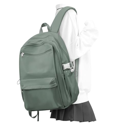 WEPOET Simple School Backpack For Women,Lightweight College Backpack,High School Bag For Teens Boys Girls,Casual daypack Small Travel Backpacks Men Bookbag(Green) by WEPOET - Used condition - US$12.37