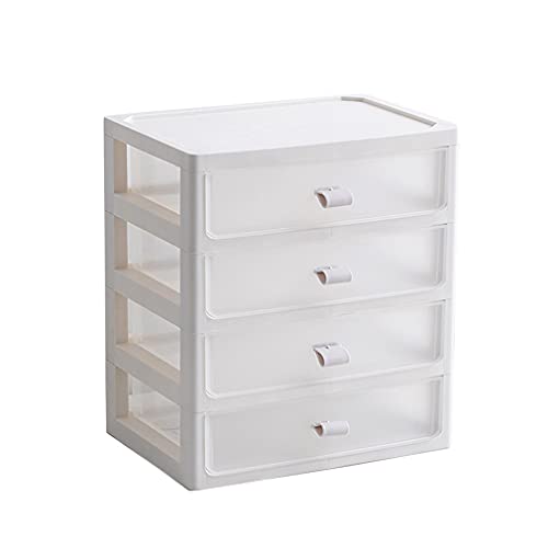 PLHBVDFWE Cajonera de plástico apilable, Organizador para Guardar Maquillaje y cosméticos, Unidad de Almacenamiento Transparente para Armario y baño, 26 x 18 x 15,5 cm