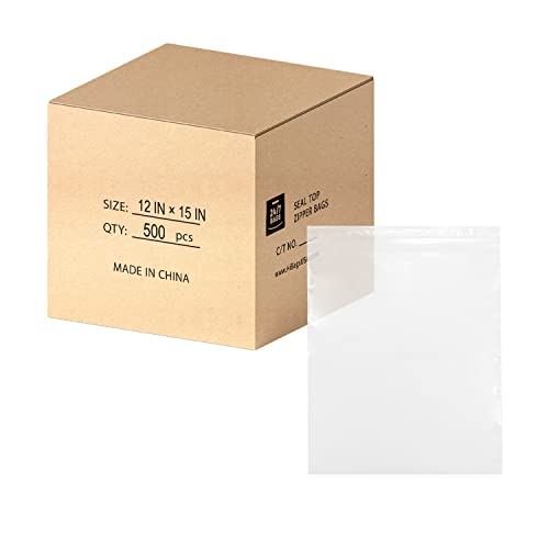 12" X 15" (500 Bags) 2 Mil Clear Reclosable Zip Plastic Poly Bags with Resealable Lock Seal Zipper