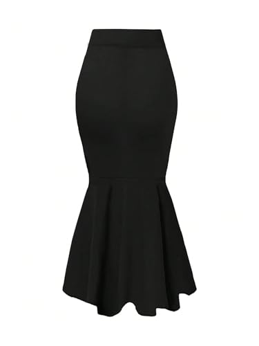 SHENHE Women's High Waist Pencil Skirt Business Casual Work Bodycon Fishtail Ruffle Maxi Skirt4