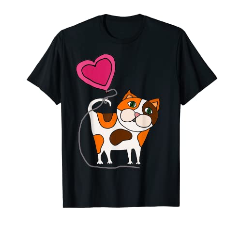 SmileteesLove camiseta divertida con diseño de gato calicó con corazón Camiseta