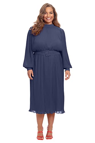 Image of Maggy London Women's Women's Mock Neck Pleated Georgette Dress with Belt