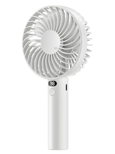 Guirock Mini Portable Fan,Handheld Small Fan 3 Speeds,[Digital Display] USB Rechargeable Hand Fans, Personal Fan Battery Operate for Outdoor, Indoor, Commute, Office, Travel - White