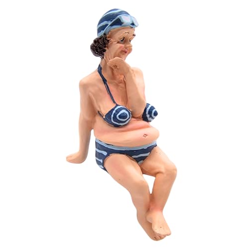 Figurines Dama en Bikini Sentada, Set de 2 Decoración de Playa miniatura 3