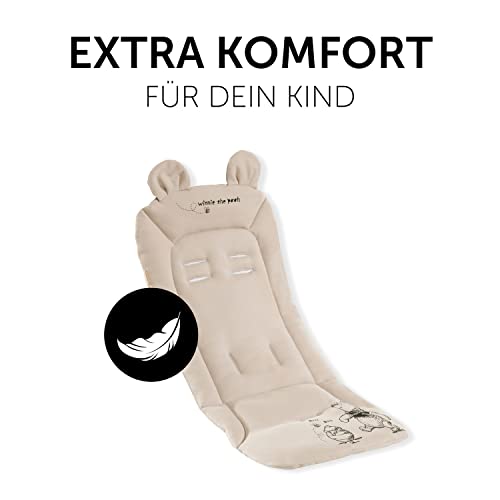 hauck Disney Sitzauflage für Buggys Kinderwagen & Fahrradanhängern aus Atmungsaktiver, Weicher Baumwolle, Einfache Befestigung, für Sommer & Winter (Pushchair Seat Liner, Winnie the Pooh Beige)