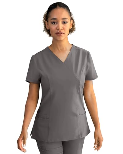Stenso Nobby Uniformes Sanitarios Mujer Elastica - Casaca Sanitaria Mujer Stretch - Camisa Sanitaria Spandex Grafito 2XL