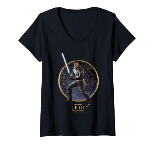 T-shirt Star Wars col V femme en coton respirant imprimé Cal Kestis