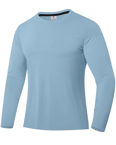Men's Rash Guard Shirt UPF 50+ Sonnenschutz Kleidung Langarm-T-Shirts für Männer leichte schnell trocknende SPF UV Swim Shirts Cyan 04 L
