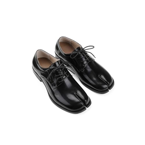 Dress Shoes for Men Stylish Black Leather Oxfords for Young Men Lace-up Split-Toe Daily Wear Shoes