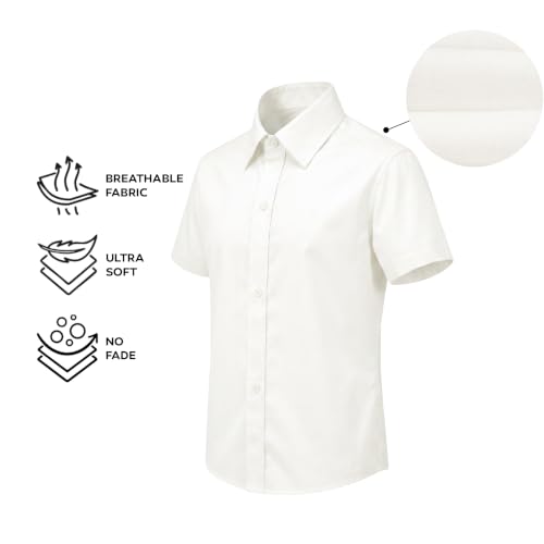 Image of Lilax Boys Classic Short Sleeve Button Down Casual Solid Dress Shirt