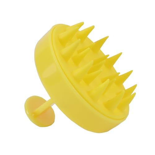 Image of NFI essentials Hair Comb Brush Head Scalp Massager Scrubber, Adults Children Thick /Thin Hair, Mold-Free Solid Silicone for Healthy Hair Growth Dry Scalp Dandruff (Yellow)