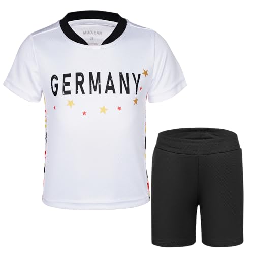 MUDJEAN German Kids Soccer Jersey Girls & Boys White 11-12