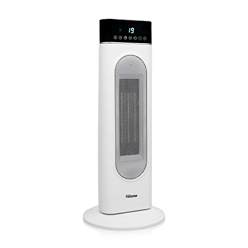Tristar Ceramic Tower Fan Heater KA-5098-24 Hour Timer - Oscillation - Adjustable Thermostat - 3 Positions (2 Heating and 1 Cooling Position) and Tilt Protection - 2000 W, White