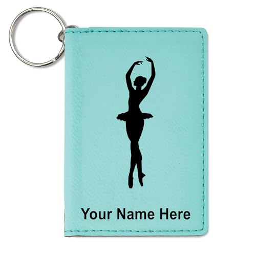 ID Holder Wallet, Ballet Dancer Woman, Personalized Engraving Included (Teal) - Main Image