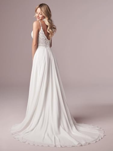 JAEDEN Brautkleider Damen Spaghettiträger Boho Hochzeitskleider A-Linie Spitze Standesamtkleid – Bild 5