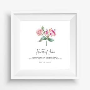 Birth Flower Print Frame - Featuring Birth Flower Image & Meaning. Meanignful Keepsake. Perfect Gift for Friend | Mum | Nana | Grandma on Birthdays | Christmas | Mother's Day (June)