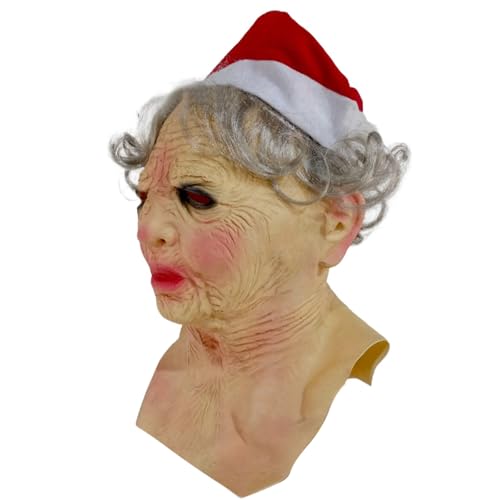 Couvre-visage grand-mère Halloween avec chapeau pour costume intégral respirant
