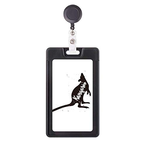 Étui rétractable pour badge Kangourou noir et blanc avec motif animal mignon
