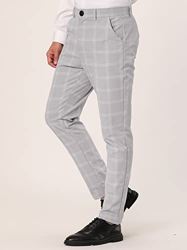 Lars Amadeus Men's Dress Plaid Pants Slim Fit Flat Front Business Pencil Trousers with Pockets2