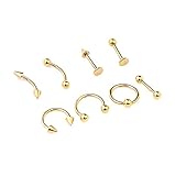 8 piezas estilo mixto labio lengua ceja nariz anillo barbell joyas piercing cuerpo regaloDurability