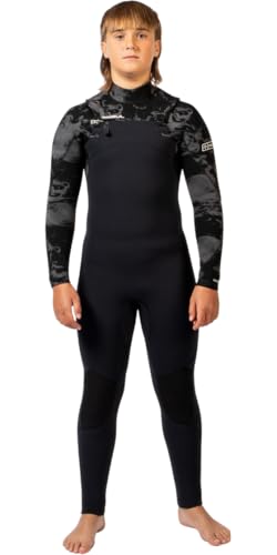 Image of Gul 2025 Junior Yulex Flexor 3/2mm Chest Zip Wetsuit FX1229-BKSM - Black/Smoke