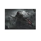 Fantasy Art, Grim Reaper, Demon from Hell, Haunted Eerie Fog, Gothic Fantasy Grim Reaper Poster Decorative Painting Canvas Wall Art Living Room Posters Bedroom Painting 12x18inch(30x45cm)