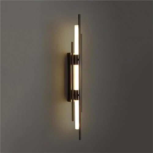 Aplique de Pared LED Regulable - Diseño Simple de Tubo Lineal de Hierro, 3 Opciones de Color (Dorado y Negro) para dormitorios, Salas de Estar y pasillos (20 cm/39,37 Pulgadas, 3000 K/4500 K/6000 K y
