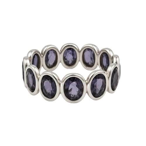 925 Sterling Silver Amethyst Eternity Band Ring for Women, Handmade Stackable Ring, February Birthstone, Engagement Ring, Fine Jewelry, Gift for Her