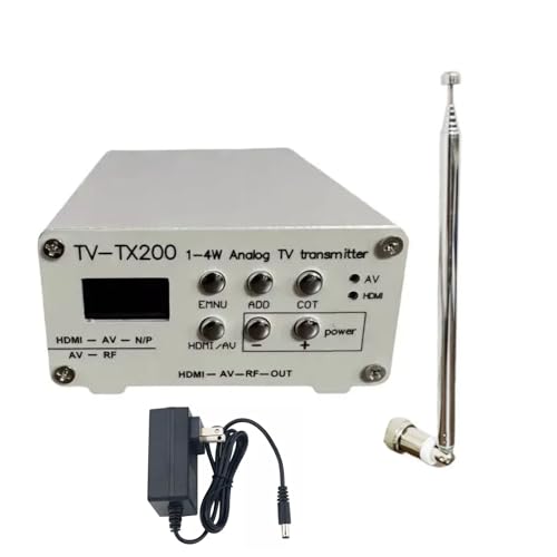 VHF UHF Analog TV Transmitter with Antenna, HDMI Modulator RF Converter RCA Coaxial Composite Adapter