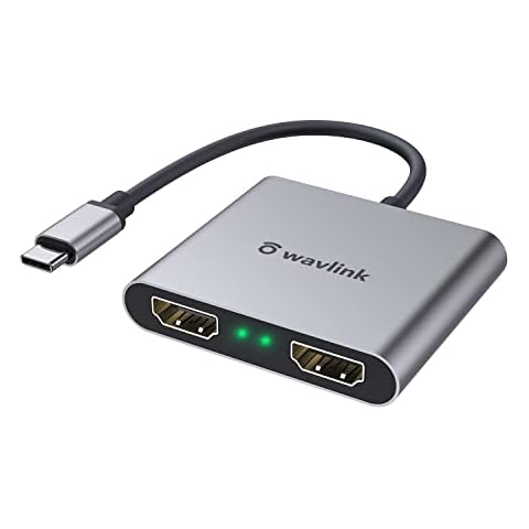 WAVLINK USB C to Dual HDMI Adapter 4K@60Hz, Thunderbolt 3/4 to HDMI Adapter for Dell, HP, Lenovo, Samsung Galaxy, MacBook, iPad Pro, Xiaomi, ASUS Zenbook etc(DP Alternate Mode Required) Cover