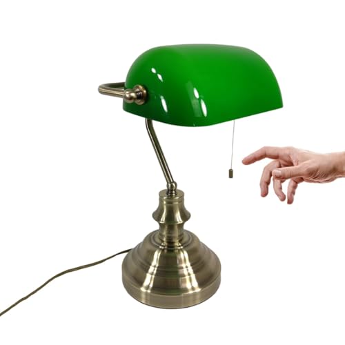 Dapo Tischleuchte Bankerslamp mit Zugschalter E27 (Höhe ca 37,5cm)...
