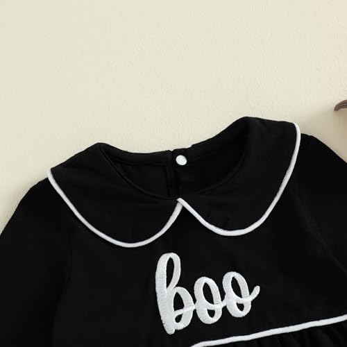Baby Boy Girl Halloween Romper Letter/Pumpkin Peter Pan Collar Long Sleeve Footie Jumpsuit Newborn Fall Winter Clothes4