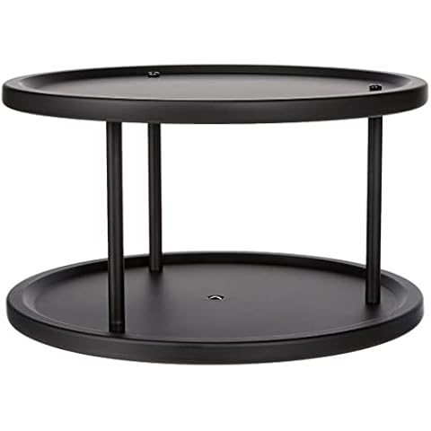 WENKO Carrusel cocina Duo negro, organizador giratorio WENKO para armario de cocina con 2 niveles, almacenamiento y organización cocina, acero inoxidable cepillado en negro, versátil, Ø 26,5 x 15,5 cm Cover