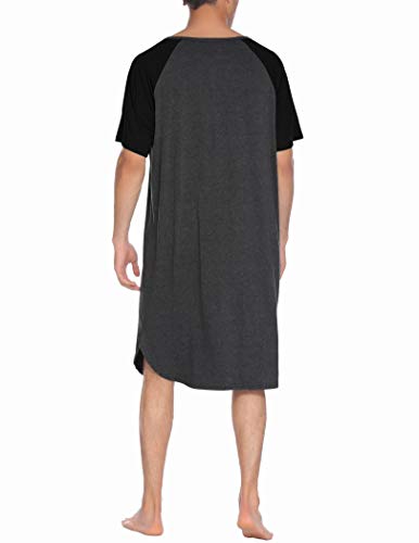 Image of Ekouaer Sleepwear Men's Nightshirt Short Sleeve Pajama Big & Tall Nightgown