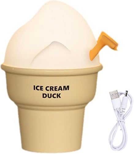 Marys Nachtlicht in Form einer Eiscreme, Ente, für Kinder, LED, Touchscreen, wiederaufladbar, 1200 mAh, weiche Beleuchtung, dekorative Lampe und Nachttischlampe, Gelb