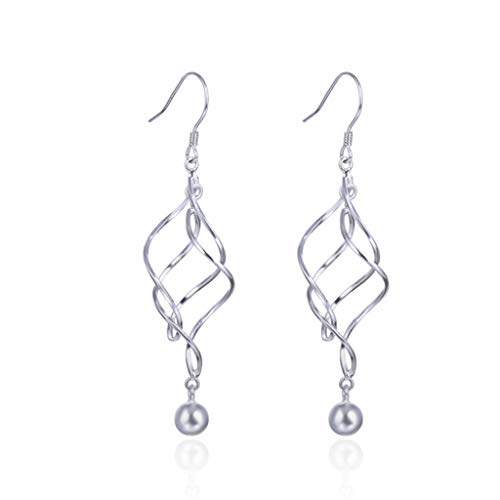Preisvergleich Produktbild Kreative Spirale Verdreht Perle Ohrringe Zubehör S925 Sterling Silber Persönlichkeit Ohrringe Damen Wilden Schmuck