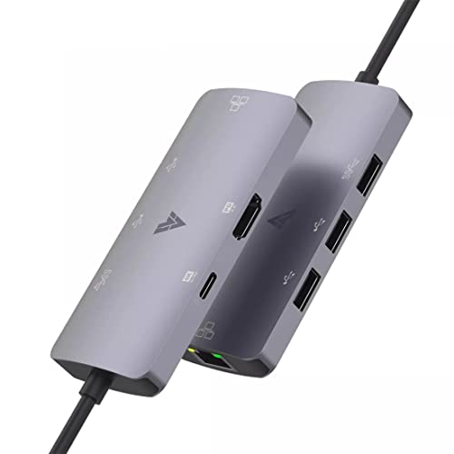 Image of Vaku Luxos USB Hub Type C Hexon 6IN1 multiport 3.0 High Speed Adapter connector (5GBPS) data transfer Converter Extension, 4K HDMI, Type C PD, RJ45 Ethernet docking station USB A Port Compatible with Macbook Air Pro (M1, M2 etc), iPad Pro Air, Laptop, and Other Type C Mobile & Devices