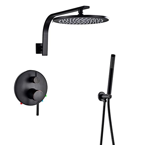 Robinet de douche avec douchette à main chromée pour salle de bain