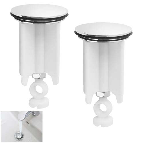 Tappo Lavandino Bagno Universale, 2 Pezzi Tappo di Scarico per Lavabo 40mm, Tappo Bidet Universale, Tappo per Lavabo Altezza Regolabile, Tappo per Lavandino Bagno, Tappo per Lavello, Bianco