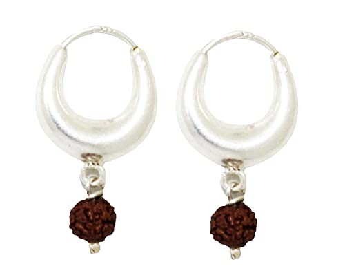 DHRUVS COLLECTION 925 Stylish Look Kaju Bali Rudraksha (Hoop Earrings) for Men & Women – 12 mm
