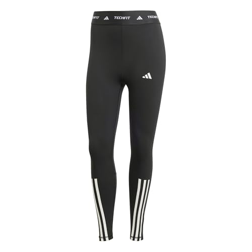 adidas Women's TECHFIT 3 Stripes 7/8 Leggings, BLACK, S