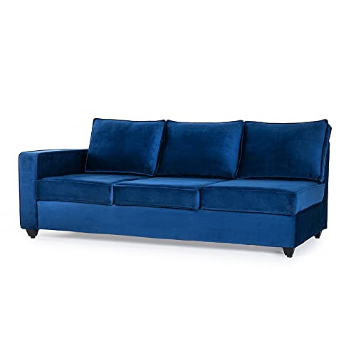 Image of Wakefit 3 Seater Sofa Set | 3 Year Warranty | Velvet Blue Sofa for Living Room - Napper