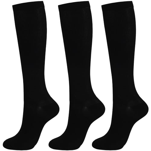Dress Cici Compression Socks Women Base Layers & Compression Socks for Outdoor Sports 3Pairs (Black) Size S Fit EU Shoes: Women 36.5-42.5 Men 36-42
