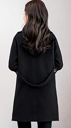 chouyatou Women's Elegant Lapel Collar Double Breasted Wool Blend Pea Coat with Belt4