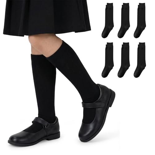 La Mejor Lista de Calcetines hasta la rodilla para Niña disponible en línea. 43 6pcs Calcetas Escolares Blancas Niña, Calcetines altos hasta la rodilla para niñas Calcetas Largas Niña Calcetines Escolar Algodón Alta Calidad Uso Diario (MX/US, Edad, 13...