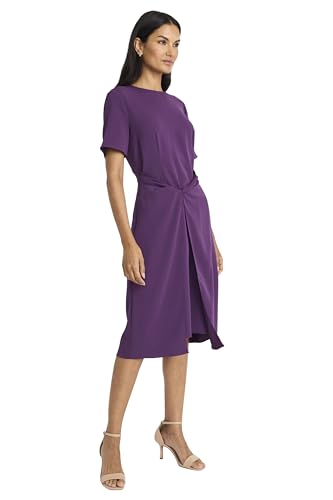 Image of Maggy London Women's Women's Elegant Midi Dress - Short Sleeve Twist Waist - Versatile Cocktail Wedding Guest Dress